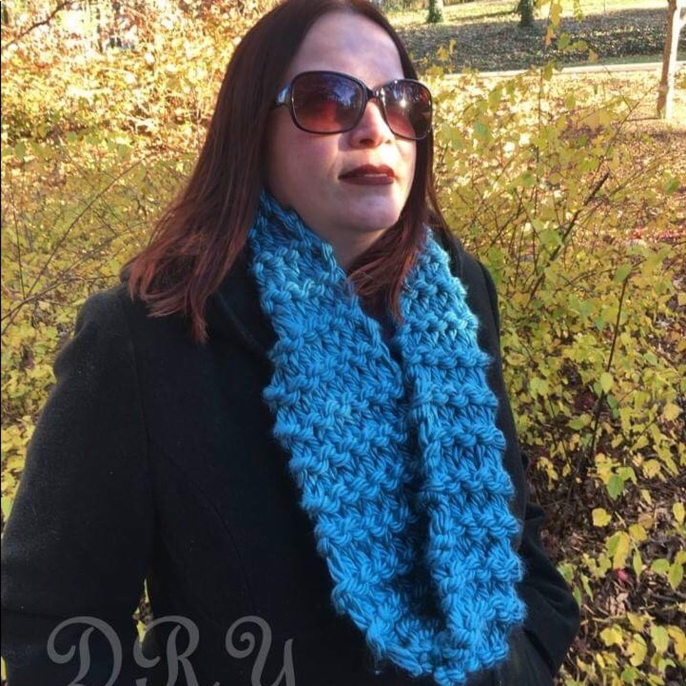 Teal blue infinity scarf